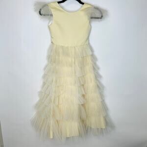 Tiered Ruffle Tulle Dress Sz 8 Kids Champagne Color